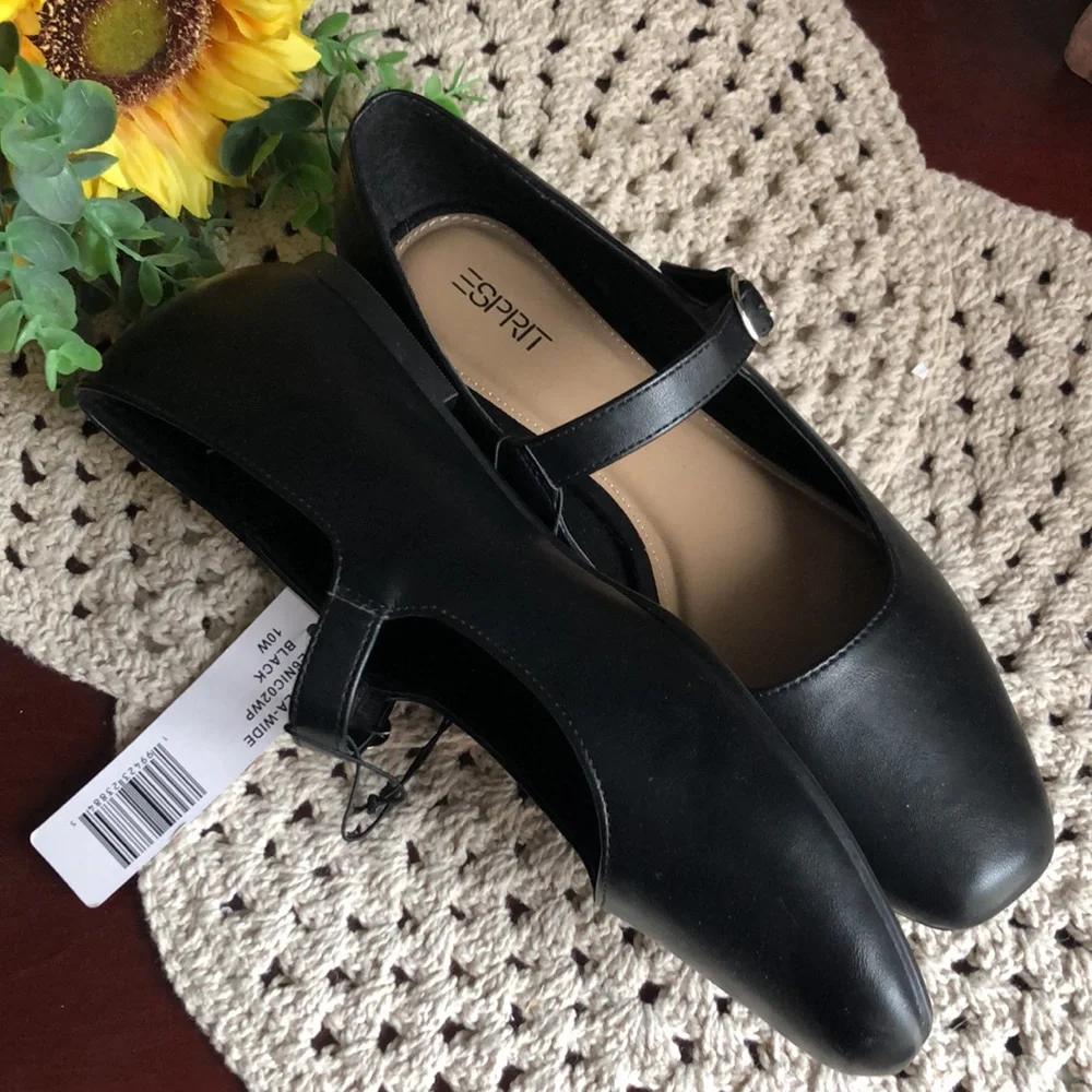 Esprit Black Mary Jane Flats with Strap SIZE 10W